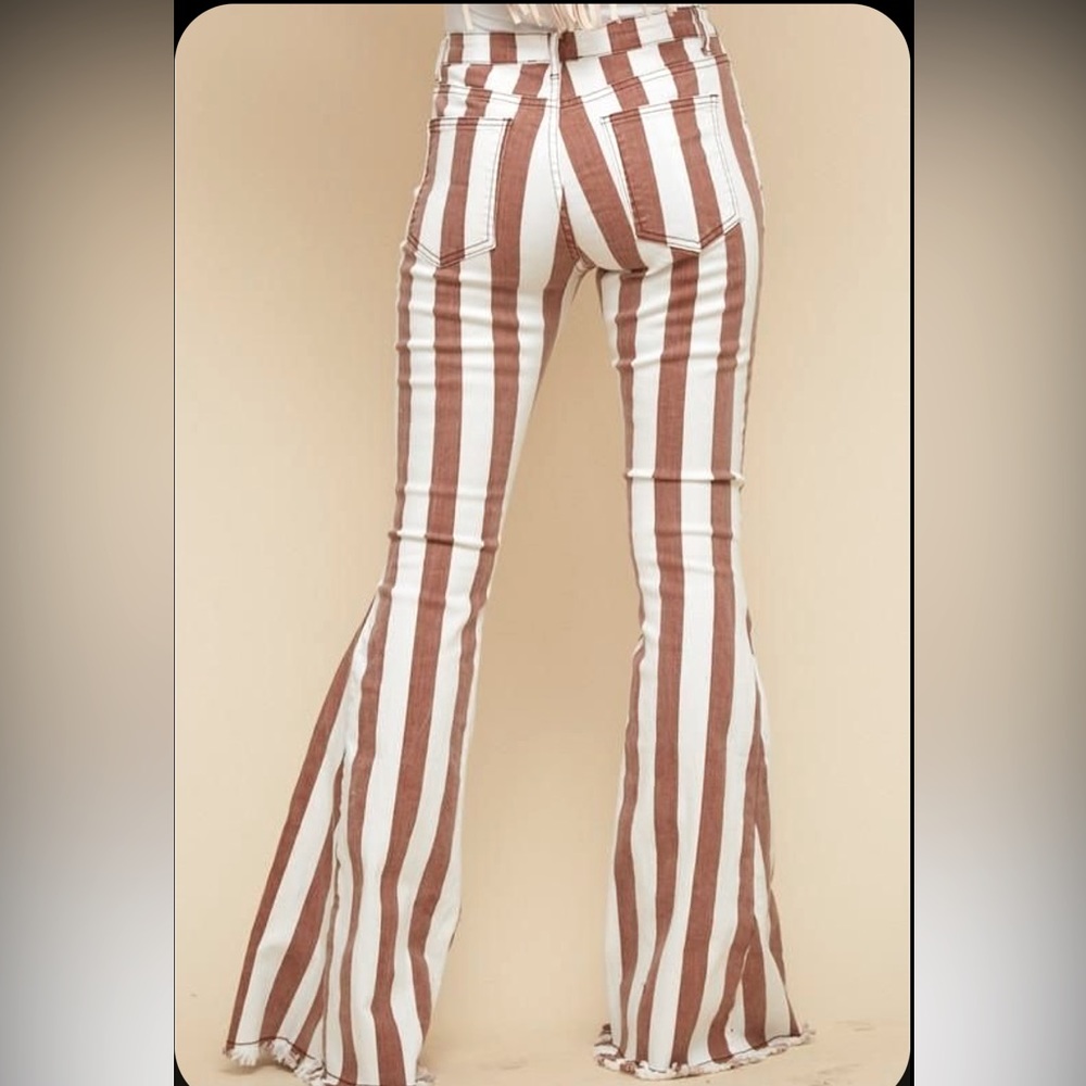 High Waisted Striped Bell Jeans - Altar’d State